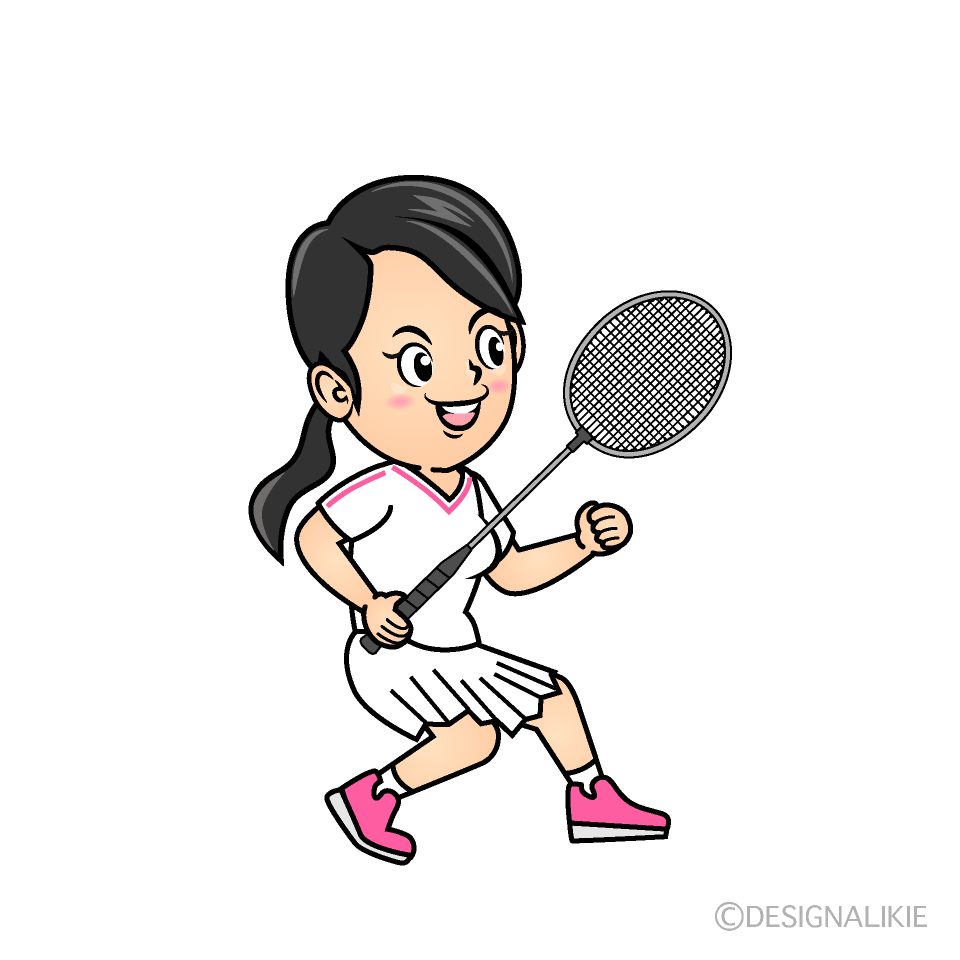 ガッツポーズする女子バドミントン選手