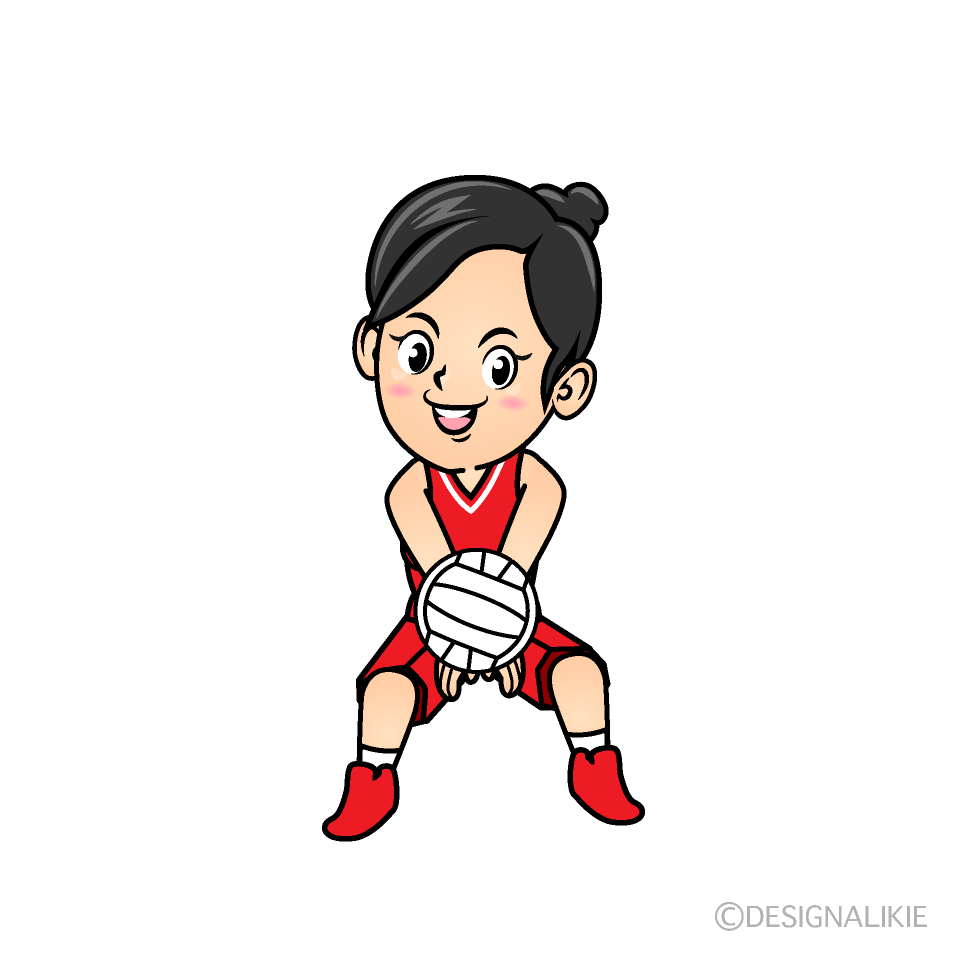 レシーブする女子バレーボール選手