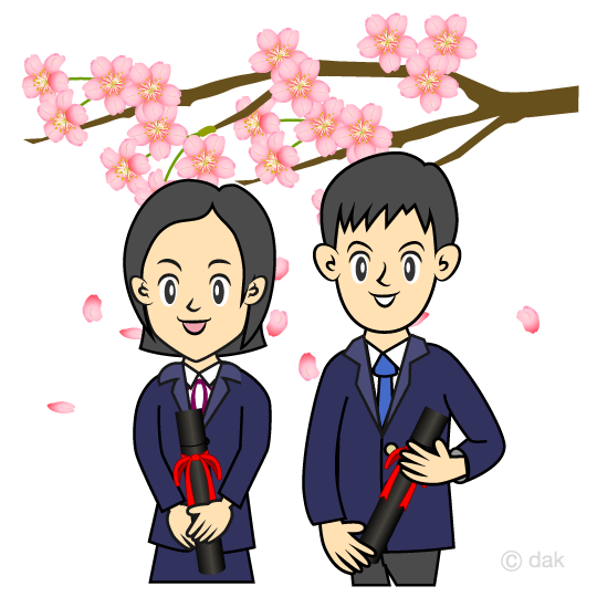 桜咲く高校卒業式イラストのフリー素材 イラストイメージ