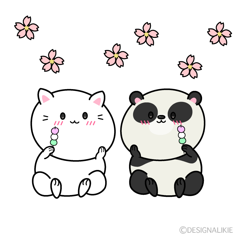 三色団子とネコとパンダ