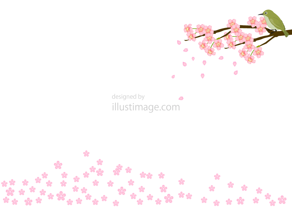 ウグイスと桜のフレームの無料イラスト素材 イラストイメージ