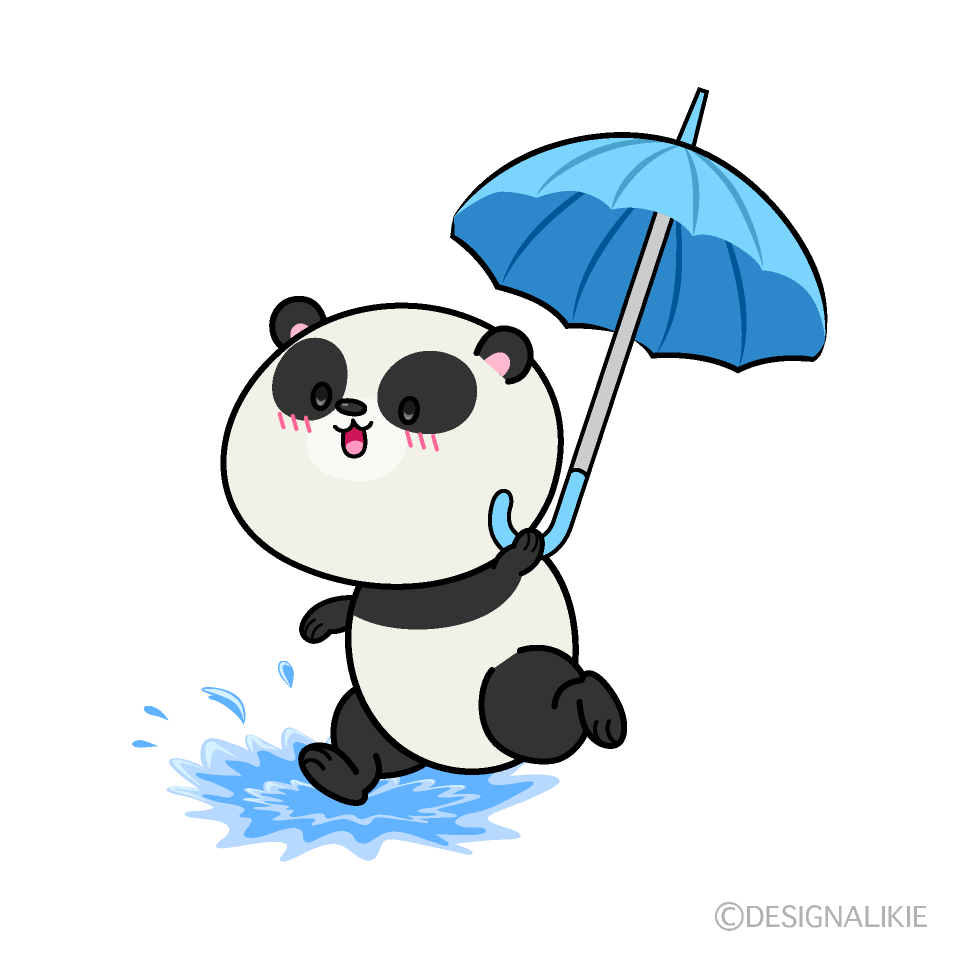 走る雨の日のパンダ