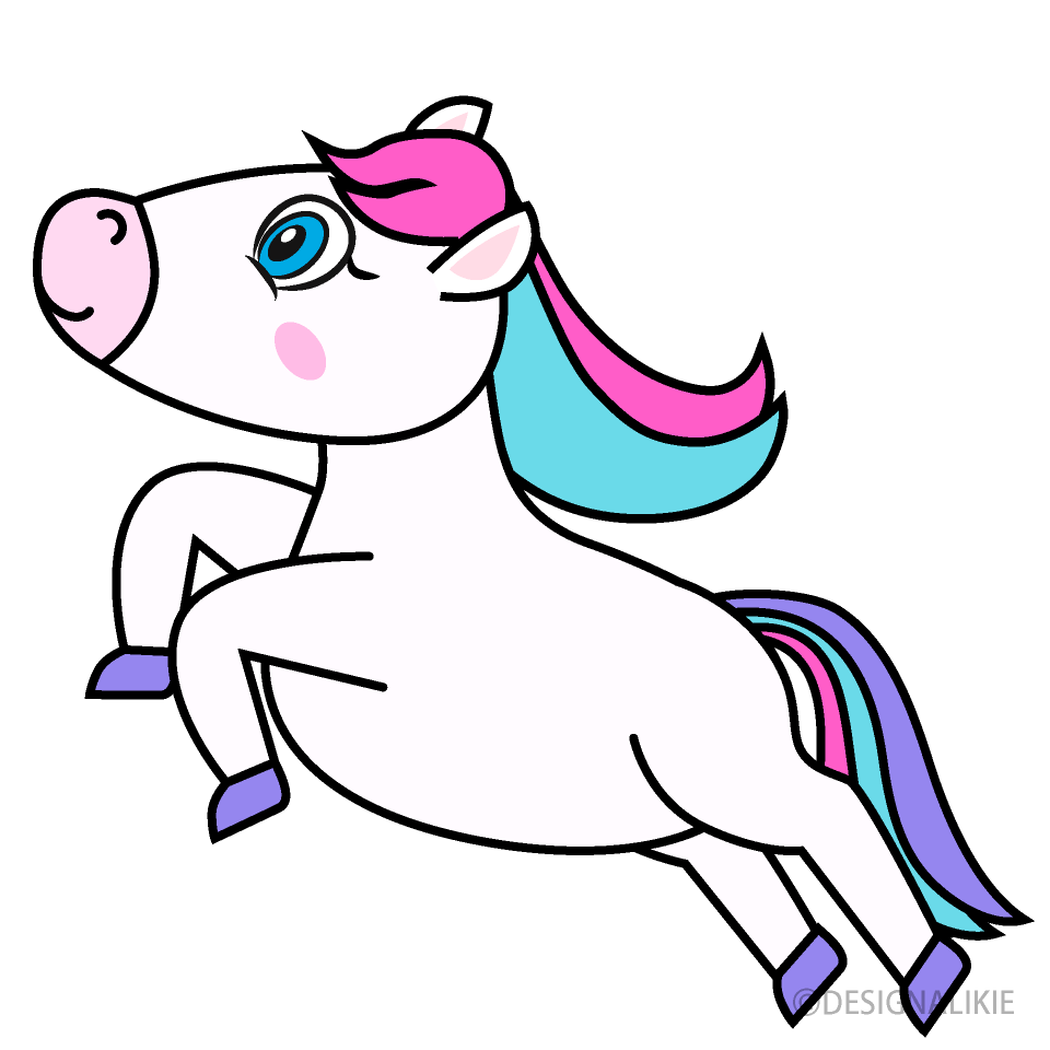 ジャンプするかわいい白馬