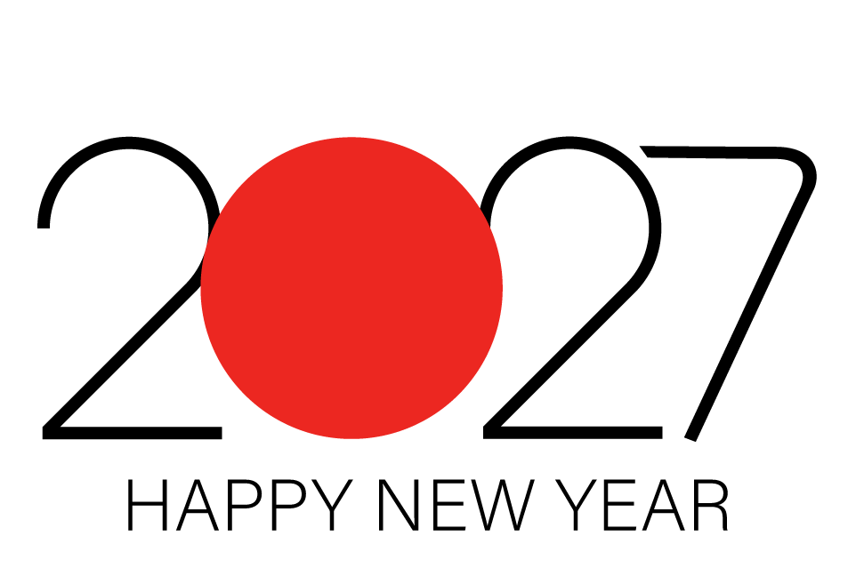 シンプルな赤丸2027年の年賀状
