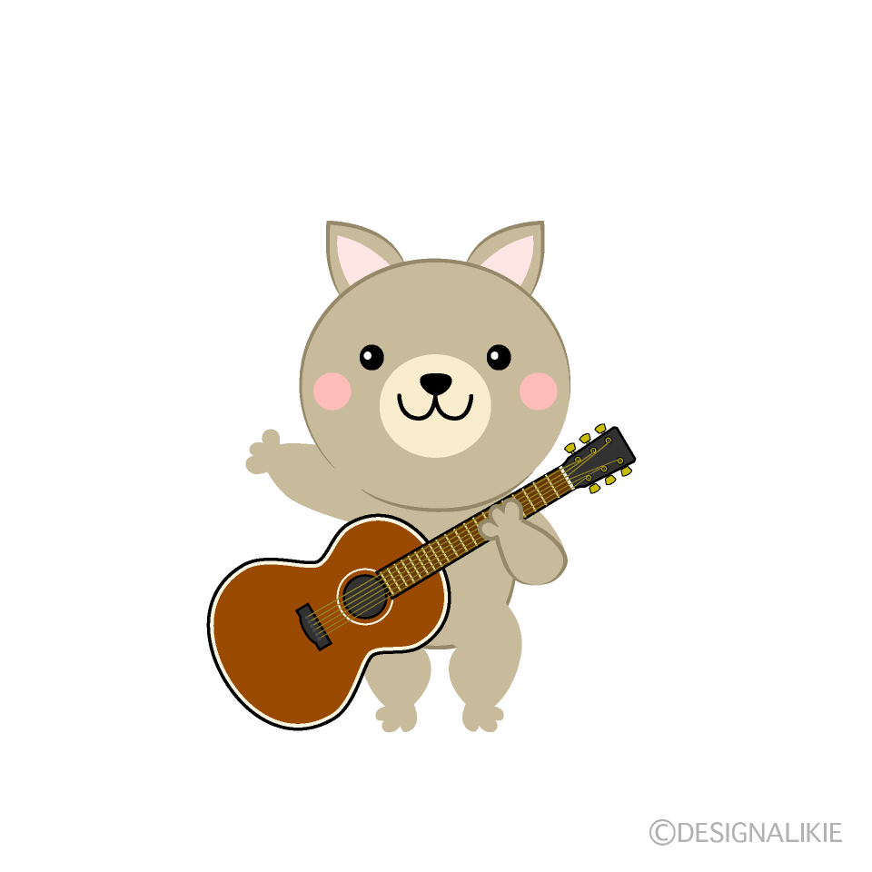 可愛いイヌのギタリストの無料イラスト素材 イラストイメージ