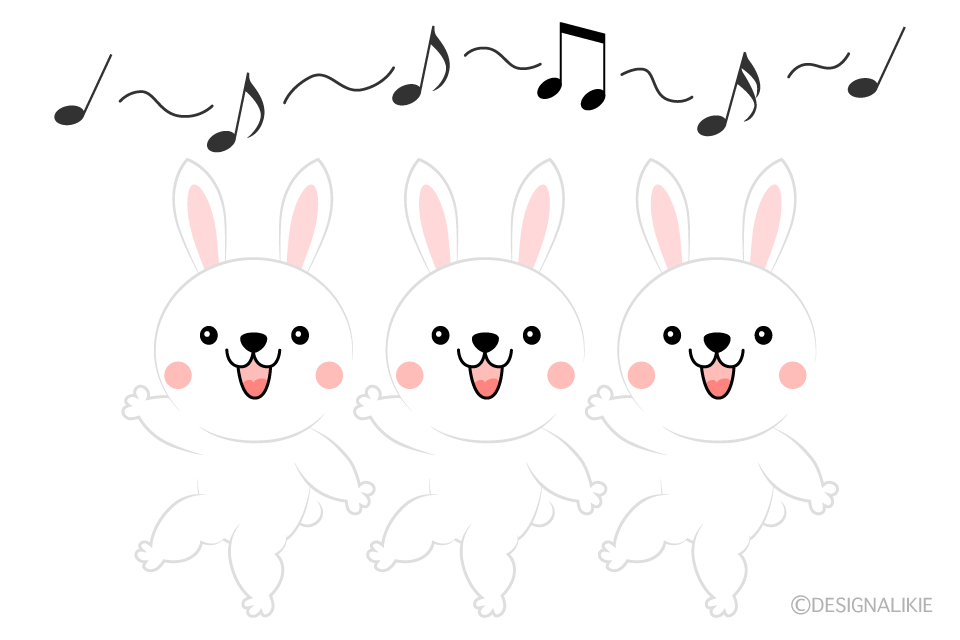 ダンスして歌うウサギの無料イラスト素材 イラストイメージ