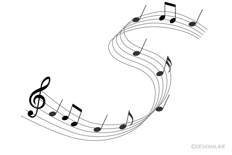 躍動する音楽の音符の無料イラスト素材 イラストイメージ