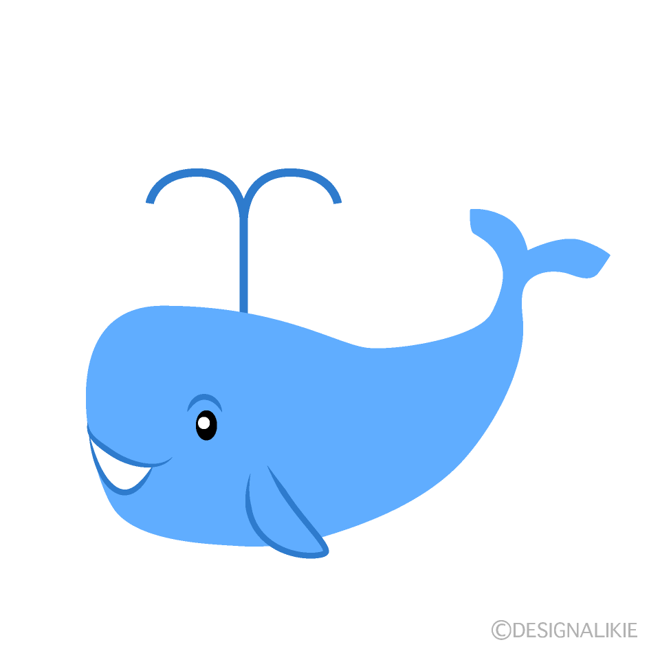 青いクジライラストのフリー素材 イラストイメージ