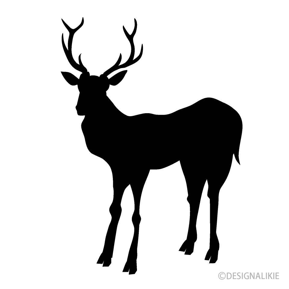 横から見た鹿シルエットイラストのフリー素材 イラストイメージ