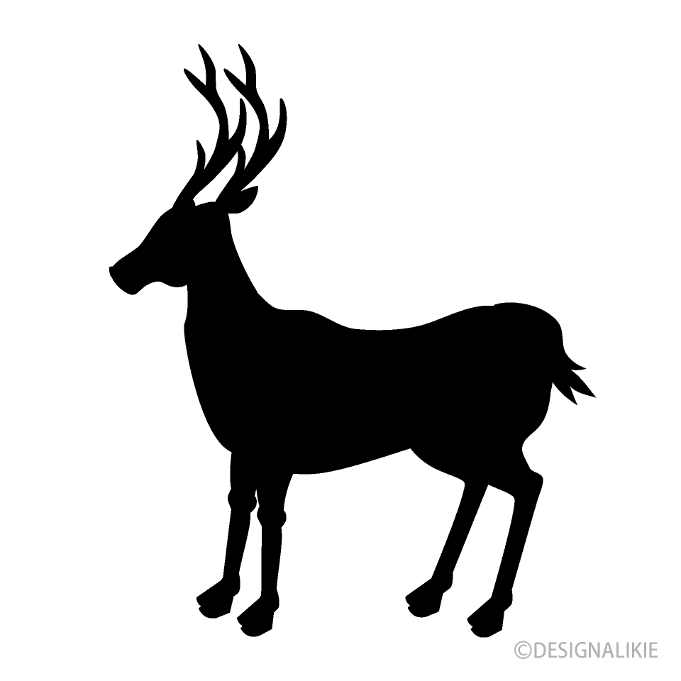 横から見た鹿シルエットの無料イラスト素材 イラストイメージ