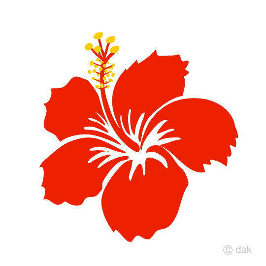 シンプルなハイビスカスの花イラストのフリー素材 イラストイメージ