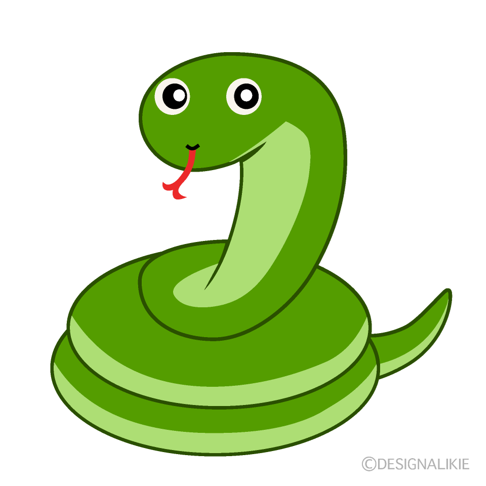 とぐろを巻く可愛いヘビの無料イラスト素材 イラストイメージ