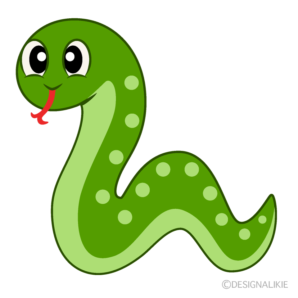 かわいいヘビキャラクターイラストのフリー素材 イラストイメージ