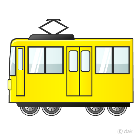 黄色の電車の無料イラスト素材 イラストイメージ