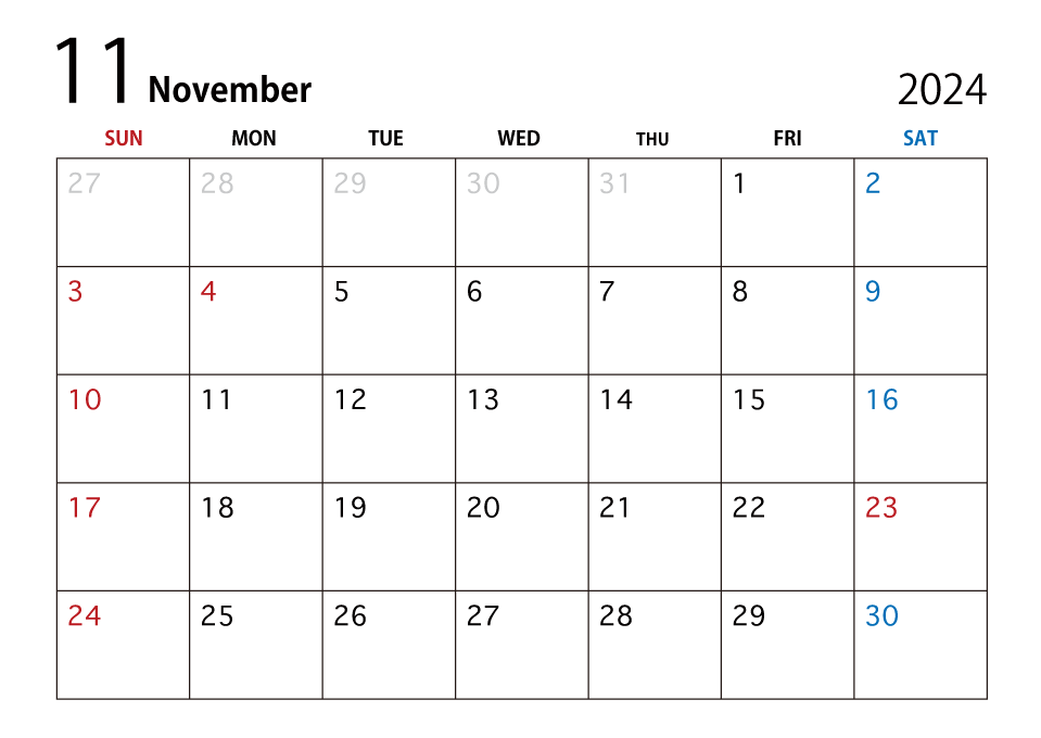22年11月カレンダーの無料イラスト素材 イラストイメージ
