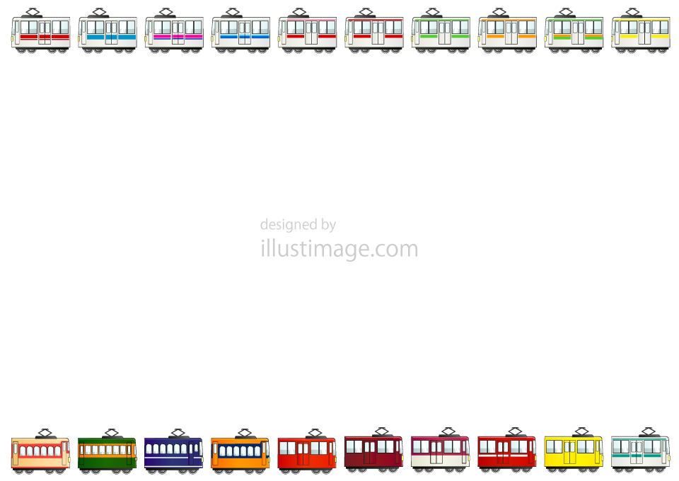 Jrと私鉄の普通列車のフレームイラストのフリー素材 イラストイメージ
