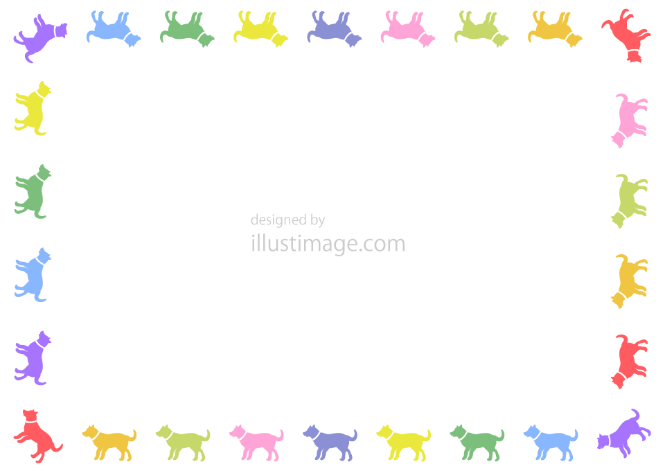 カラフルな犬フレームイラストのフリー素材 イラストイメージ