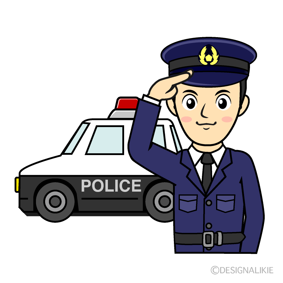 警察官とパトカーイラストのフリー素材 イラストイメージ