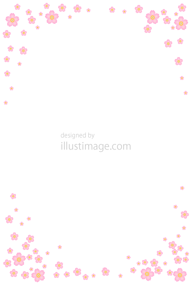 桜フレームのメッセージカードイラストのフリー素材 イラストイメージ