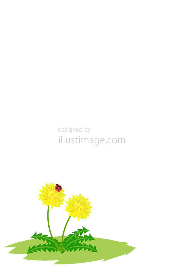 タンポポの花とてんとう虫のメッセージカード