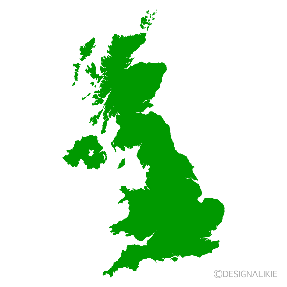 イギリス地図のシルエットイラストのフリー素材 イラストイメージ