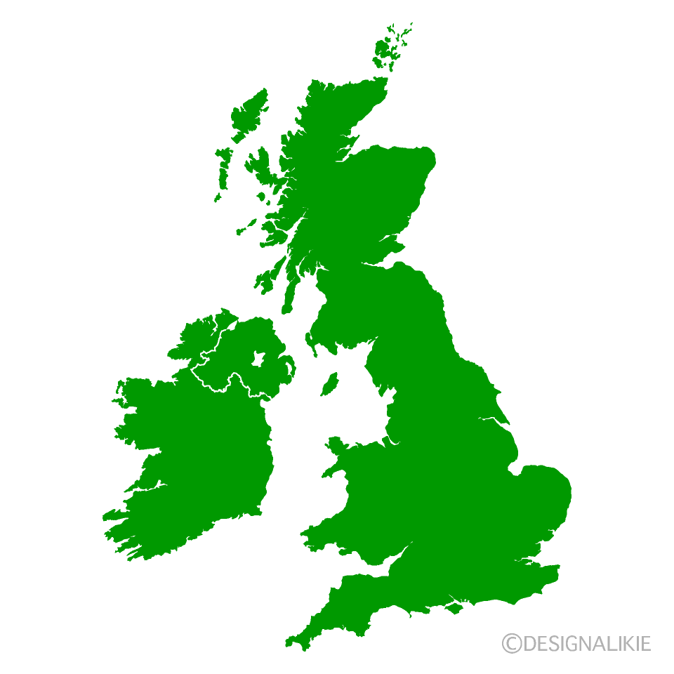 イギリスとアイルランドの地図シルエット