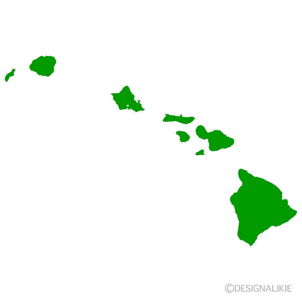 ハワイ諸島のシルエット地図の無料イラスト素材 イラストイメージ