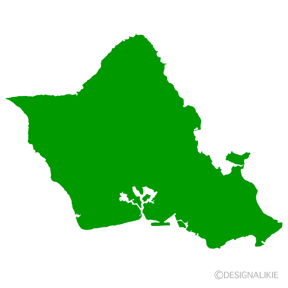 オアフ島 ハワイ の地図シルエットイラストのフリー素材 イラストイメージ