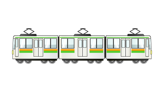 3両編成の東海道本線の電車イラストのフリー素材 イラストイメージ