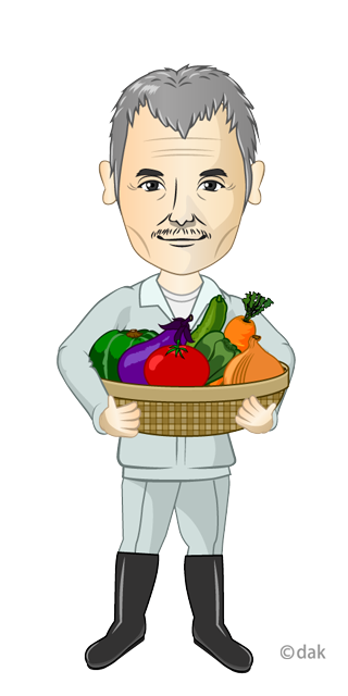 野菜農家のおじいさんイラストのフリー素材 イラストイメージ