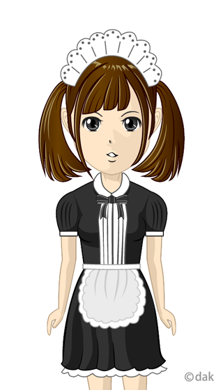 メイドコスプレのアニメ少女イラストのフリー素材 イラストイメージ