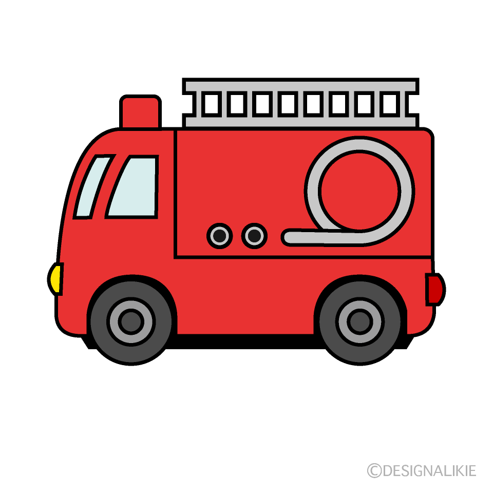 かわいい消防車の無料イラスト素材 イラストイメージ
