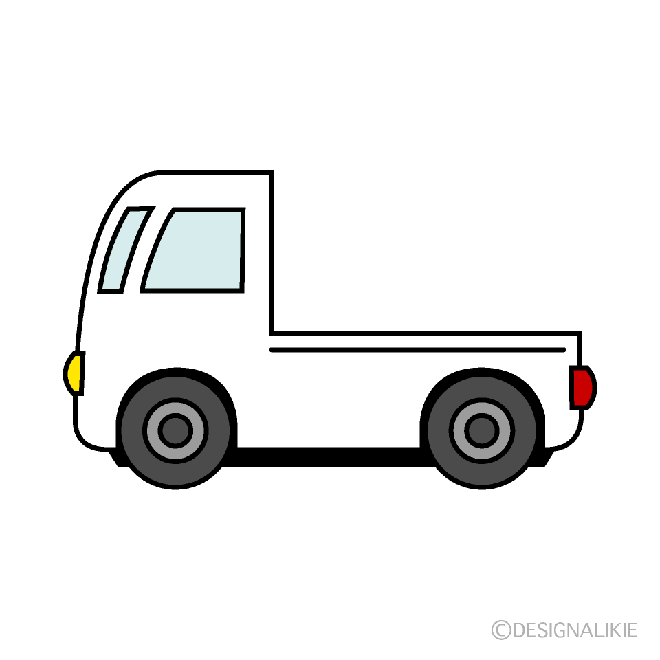 かわいい平ボディトラックの無料イラスト素材 イラストイメージ