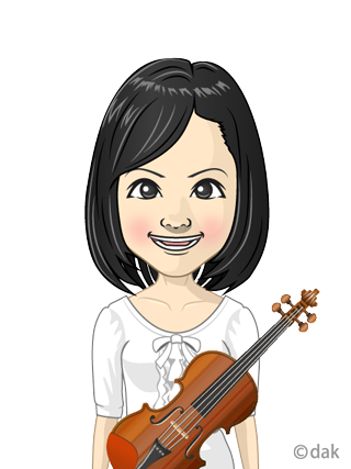 バイオリニストの女の子イラストのフリー素材 イラストイメージ