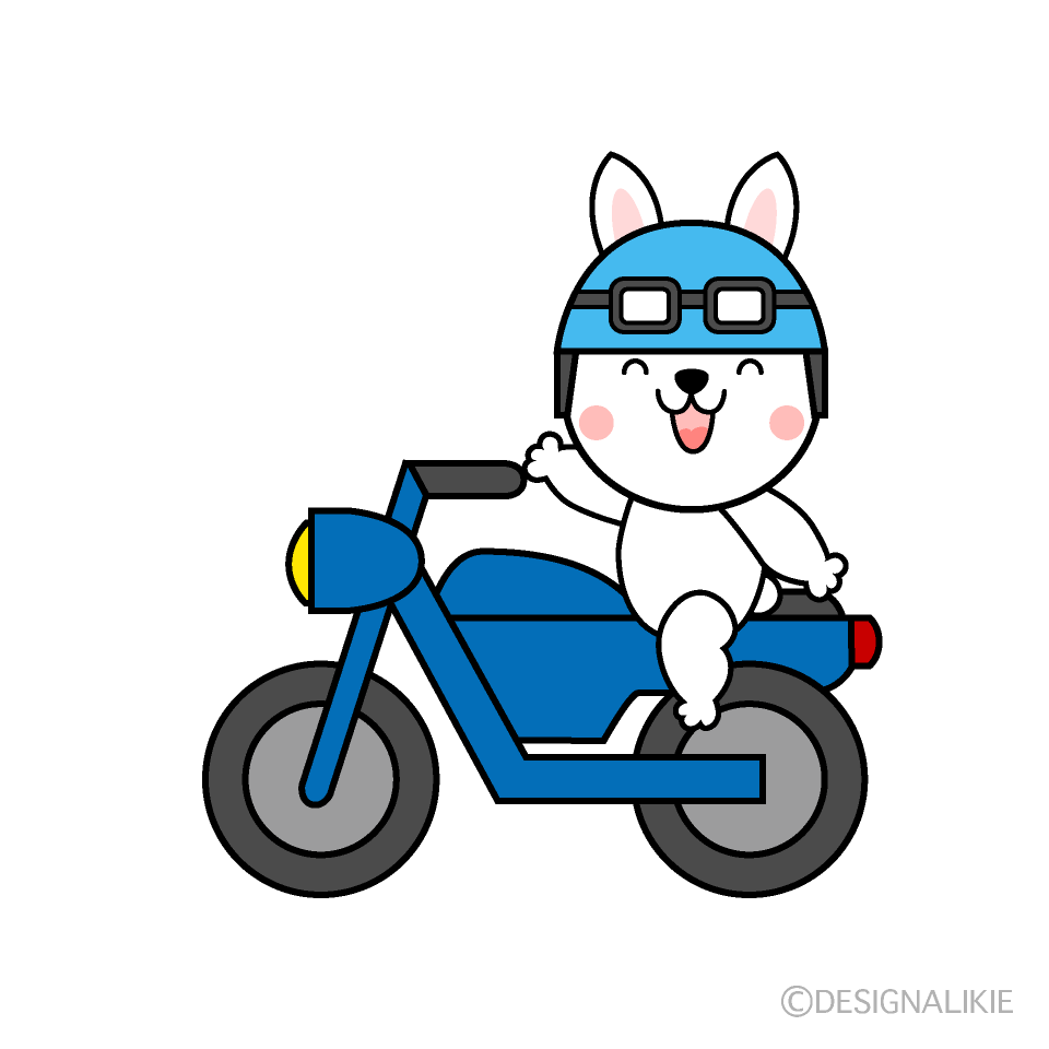 バイクに乗るウサギの無料イラスト素材 イラストイメージ