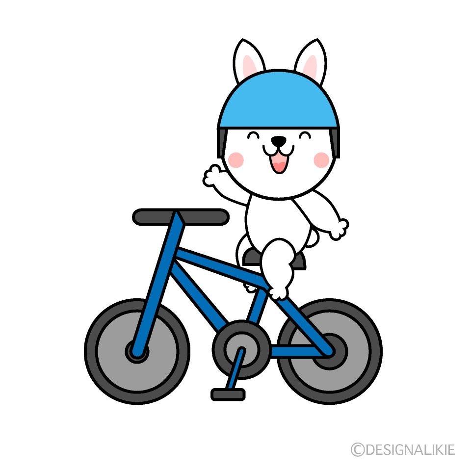 自転車に乗るウサギキャラクター