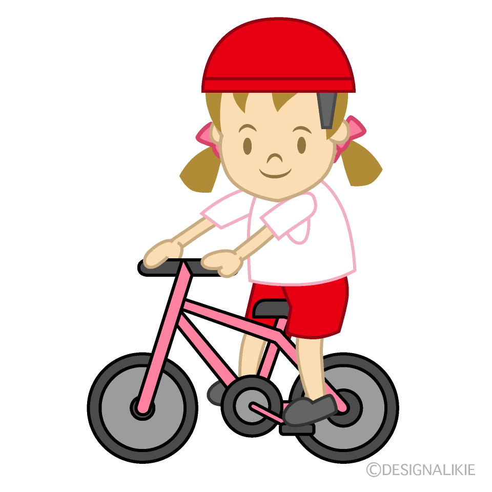 自転車に乗る女の子イラストのフリー素材 イラストイメージ