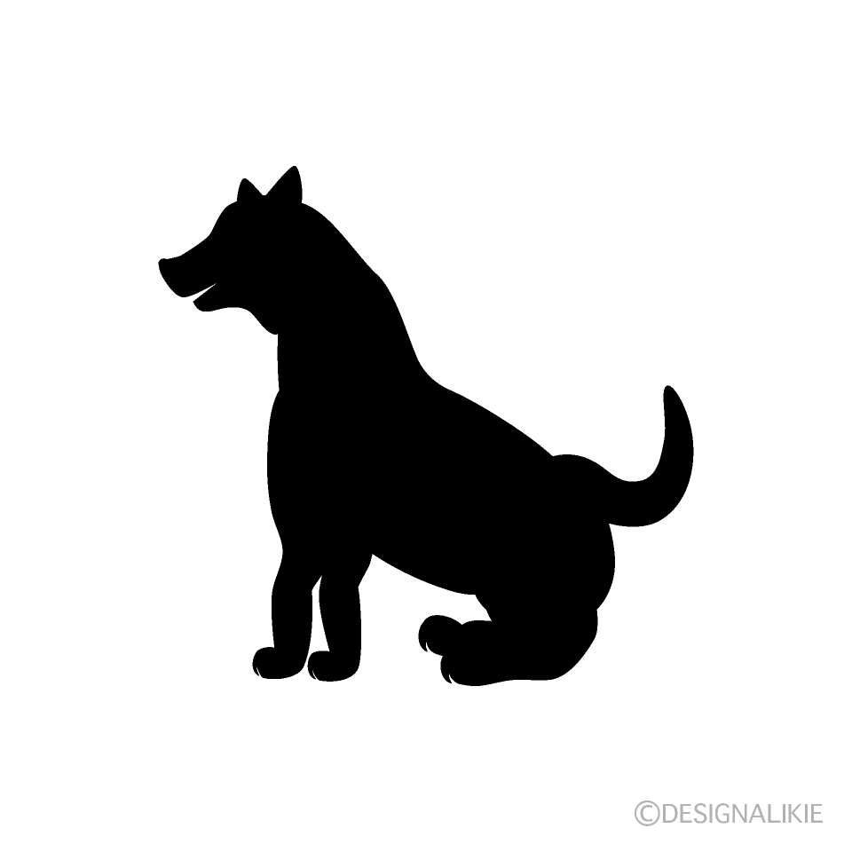 お座りした犬シルエットイラストのフリー素材 イラストイメージ