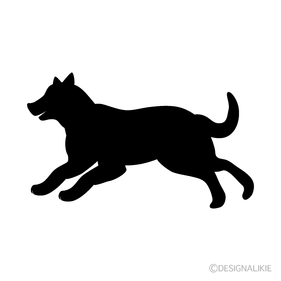 走る犬シルエットの無料イラスト素材 イラストイメージ