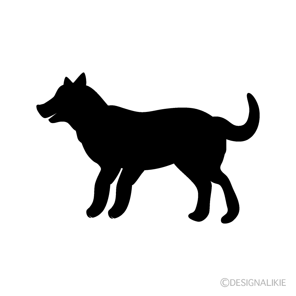 歩く犬シルエットイラストのフリー素材 イラストイメージ
