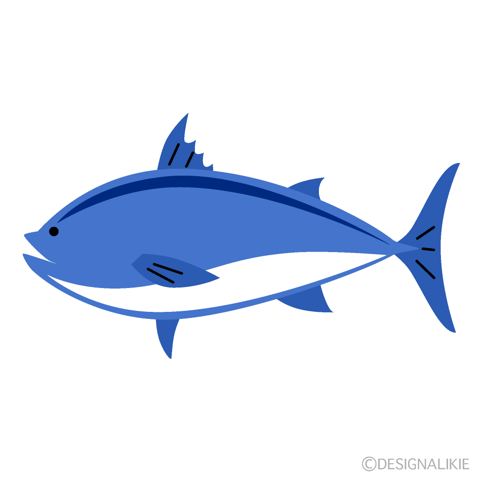 シンプルな青魚イラストのフリー素材 イラストイメージ