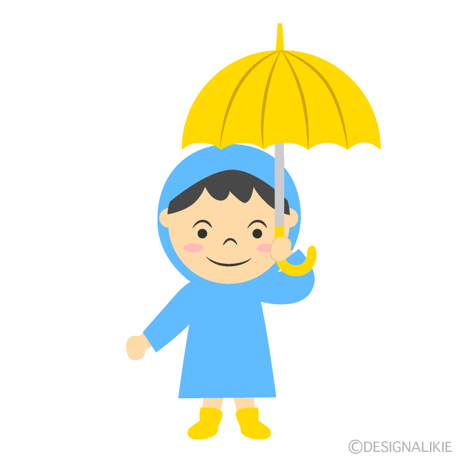 傘をさす男の子イラストのフリー素材 イラストイメージ