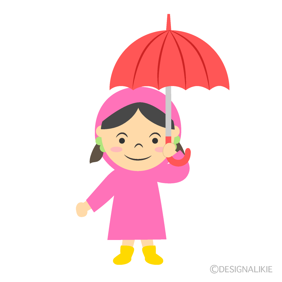 傘をさす女の子イラストのフリー素材 イラストイメージ