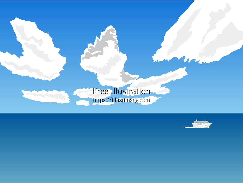 海と雲イラストのフリー素材 イラストイメージ