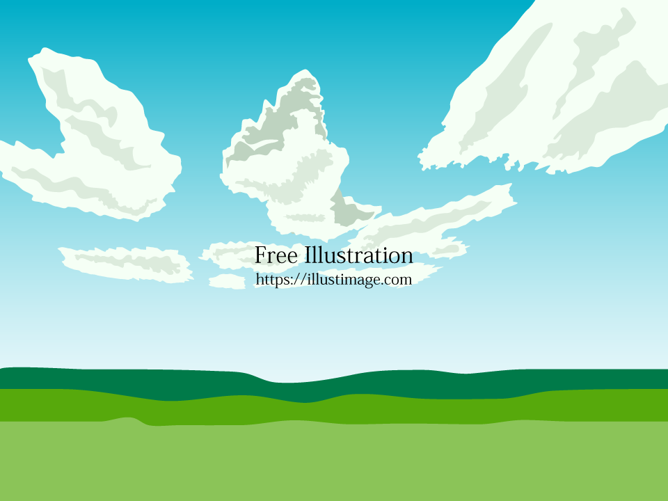 草原の雲イラストのフリー素材 イラストイメージ