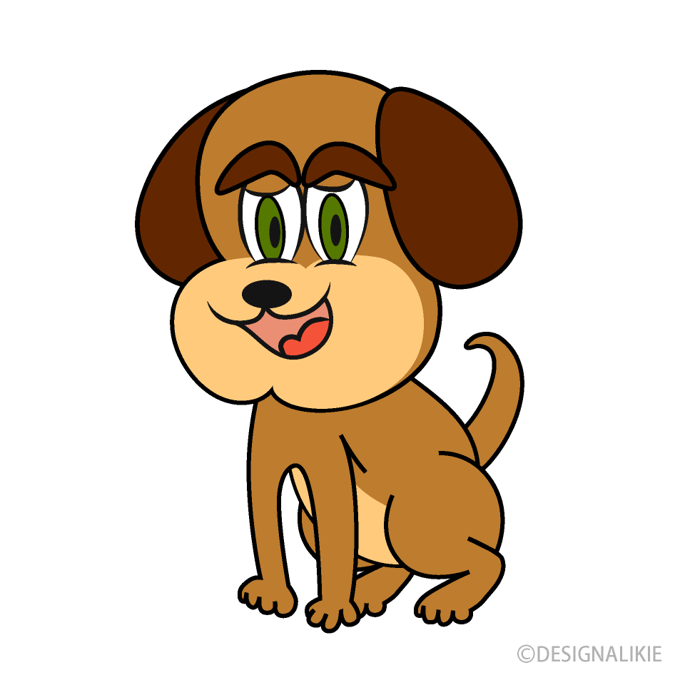 耳が垂れた犬キャラクターの無料イラスト素材 イラストイメージ