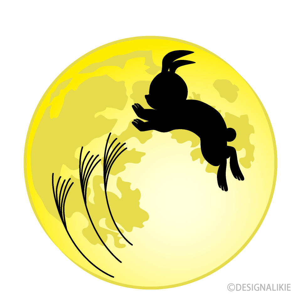 兎シルエットの月イラストのフリー素材 イラストイメージ