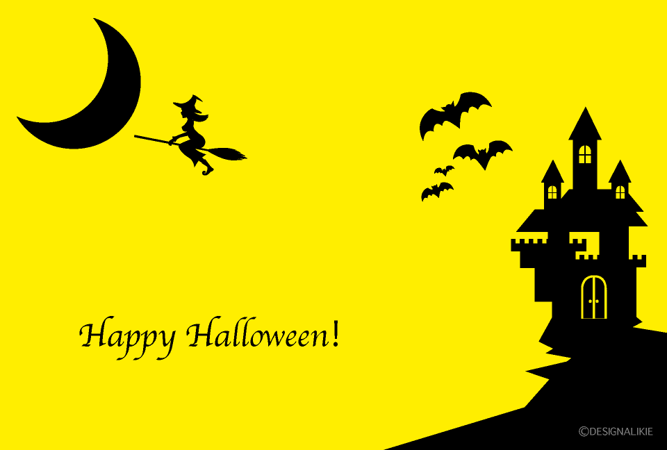 月夜を飛ぶ魔女のハロウィンの無料イラスト素材 イラストイメージ