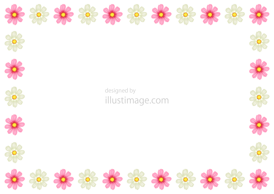 コスモスの花フレームイラストのフリー素材 イラストイメージ