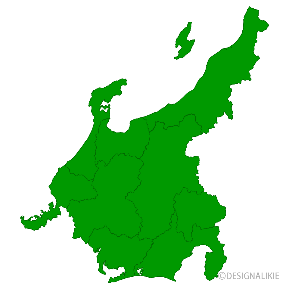 中部地方地図イラストのフリー素材 イラストイメージ